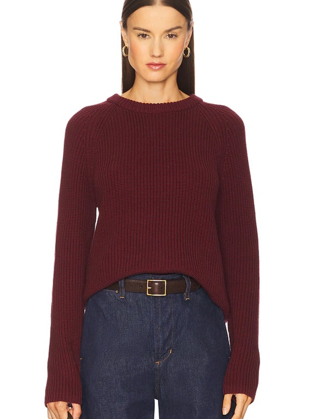 525 AMERICA Jane Cotton Knit Sweater - Oxblood , XS
